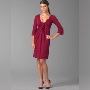 Diane Von Furstenberg Burgundy Elena‎ Wool Dress Size 10